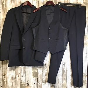 AQUA SURE Men's 3-Piece Suit Navy Blue Pinned Striped SIZE 32